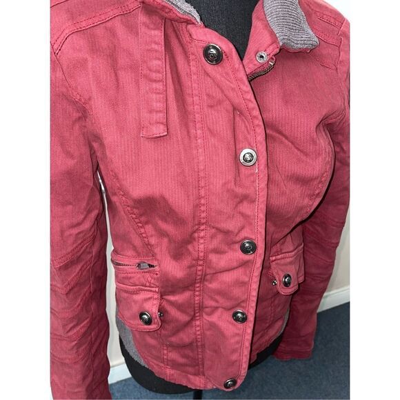 Free People Burgundy Bomber Jacket Size 6 - Picture 2 of 7